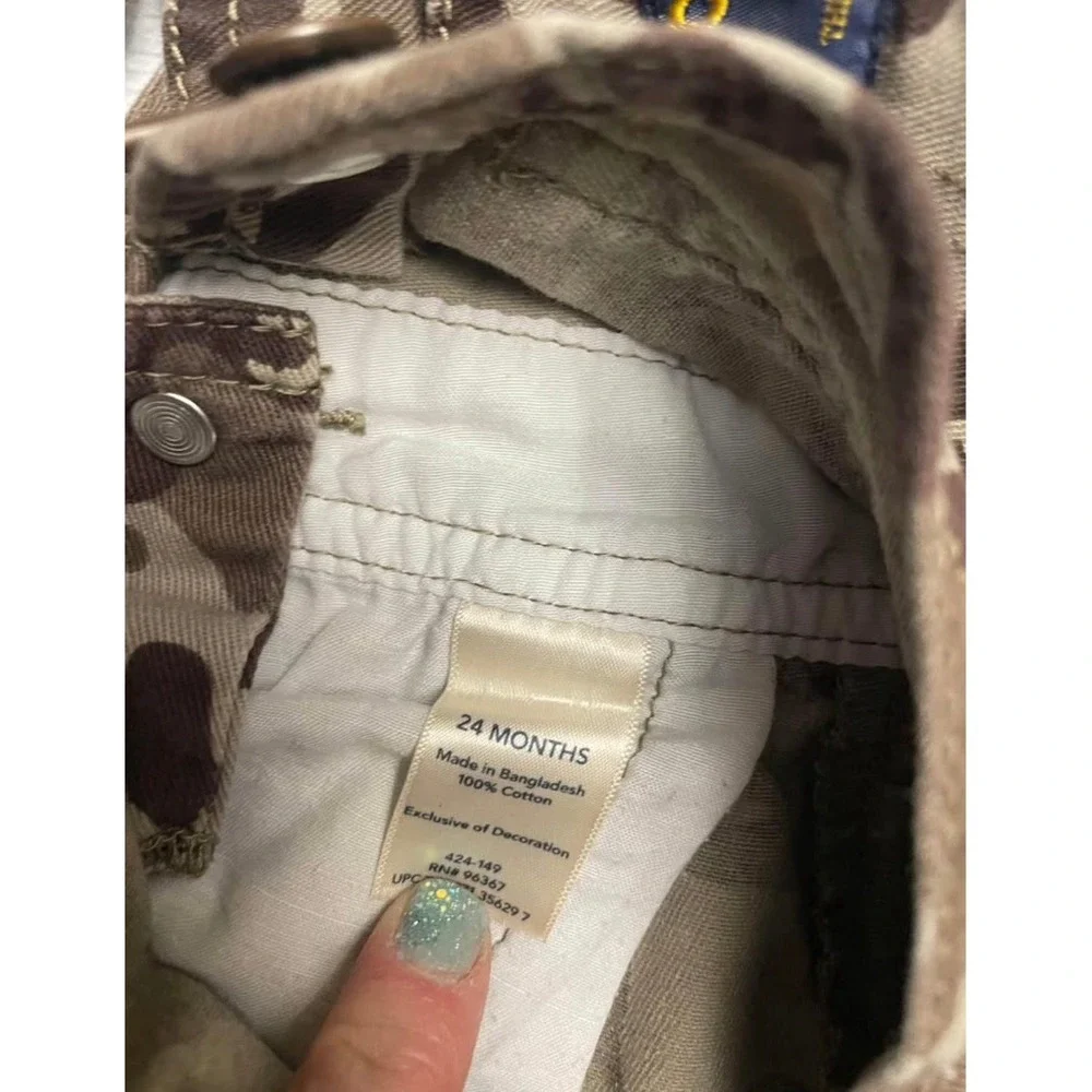Kids Osh Kosh B'Gosh brown‎ camo overalls with turtles 24 months
